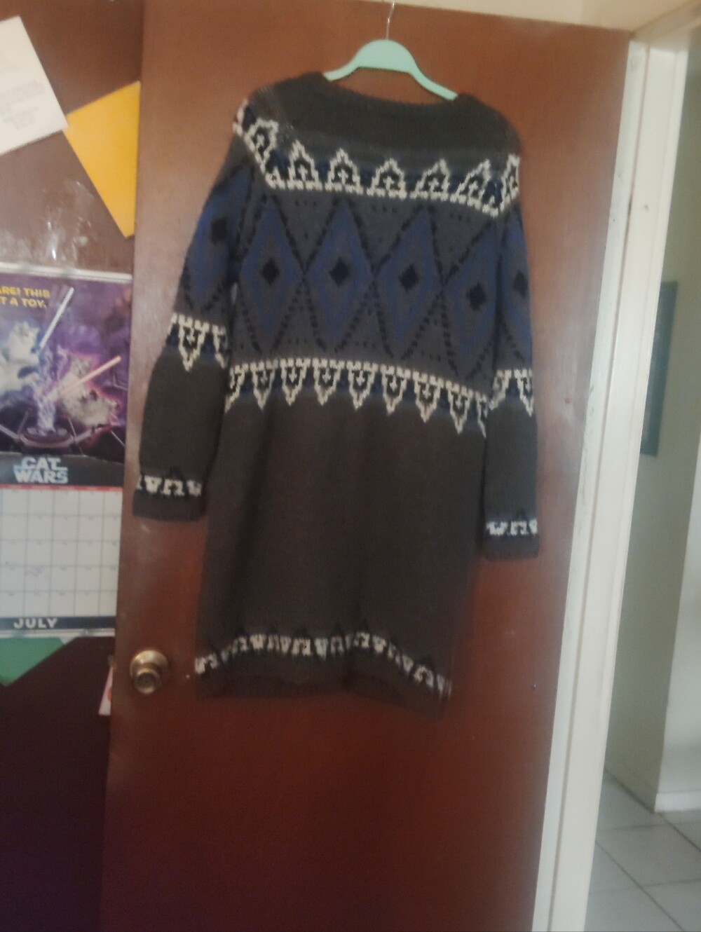 FREE PEOPLE Frosted Fair Isle Grey Cardigan - Size Medium - Picture 8 of 11